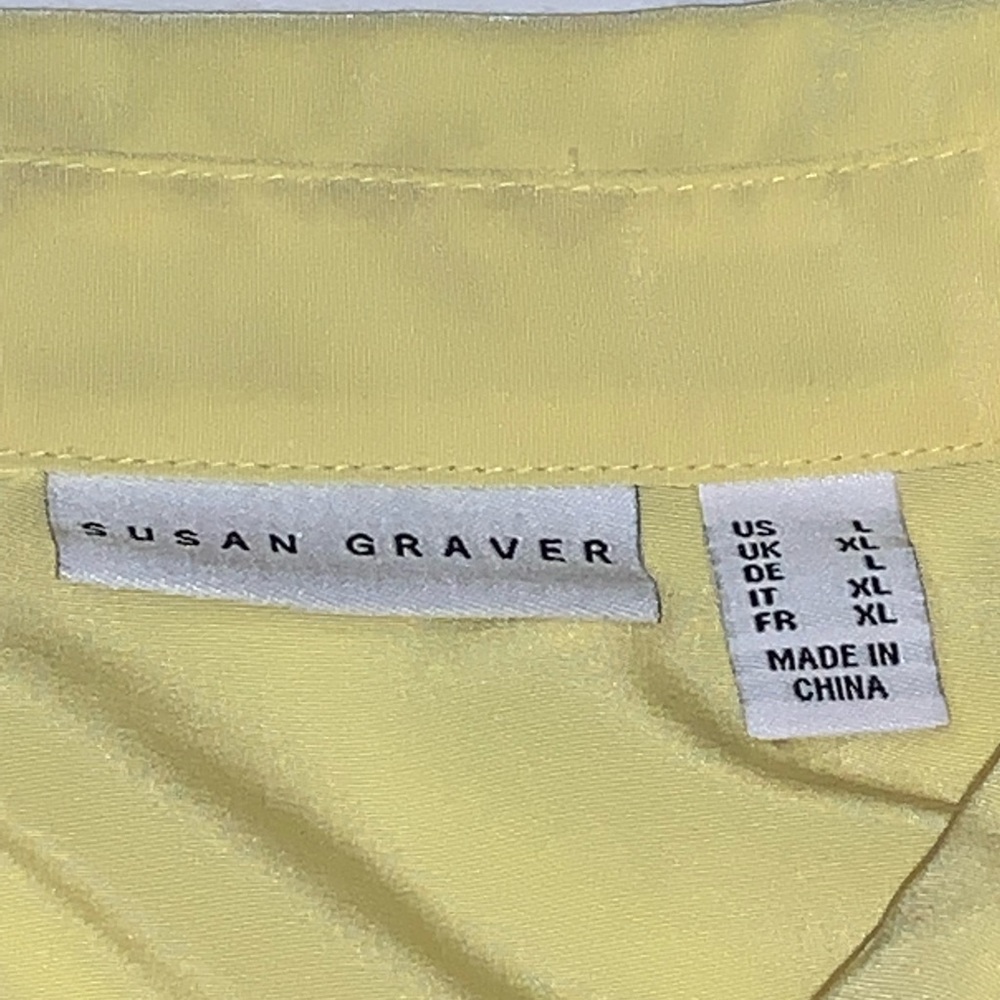 Bright yellow Susan Graver button down blouse (size L) - Picture 5 of 11